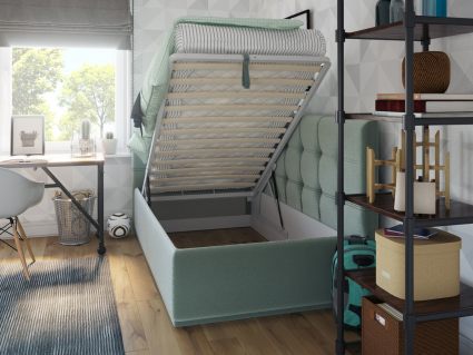 Кровать Nuvola Sabina угловая Velutto 14 (с подъемным механизмом) 90х190