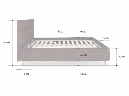 Кровать Сонум Bella Кашемир Латте (с подъемным механизмом) 80х190